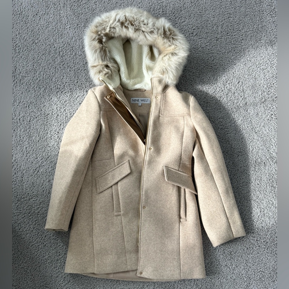 Nine West Coat with faux fur hood lining